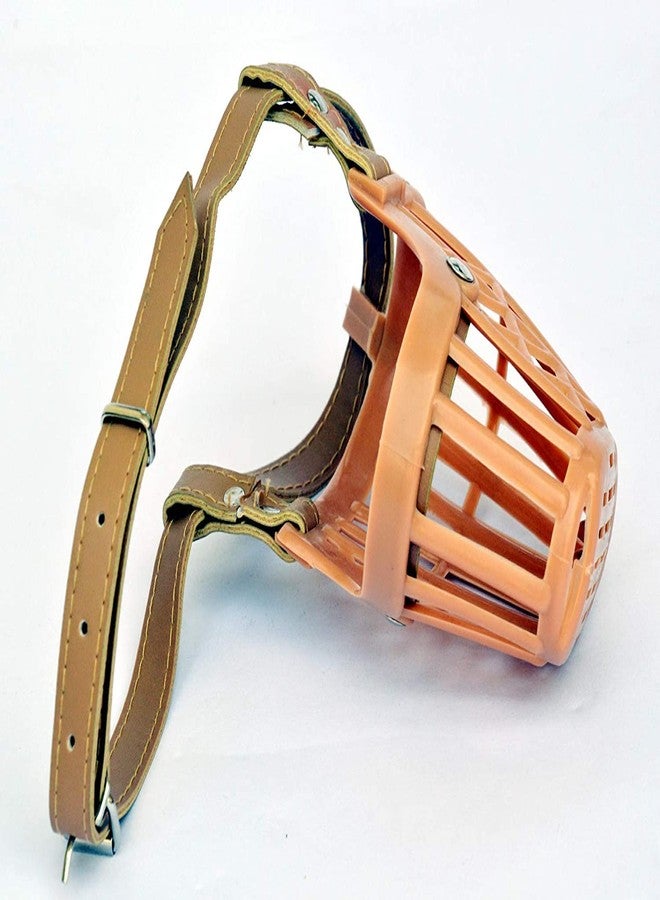 Pups&Pets Adjustable Muzzle Cum Mouth Cover/Basket Cage Collar for Dog (Beige, Size-3), Small - Image 3